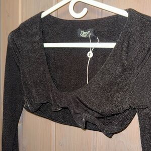 Tiger Mist Metallic Black Crop Top